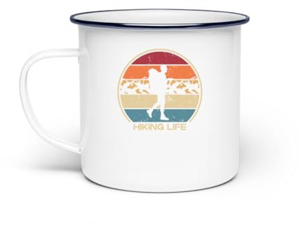 Hiking Life - Taza esmaltada (talla única), color blanco