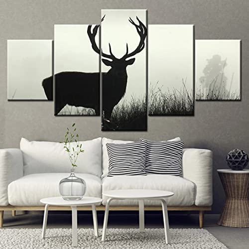 Leinwanddrucke,Modulare Wandkunst Wandaufkleber,5 Teiliges Wandbild, Tier Elch 100 X 50 Cm Wohnzimmer, Schlafzimmer, Büro, Hotel, Wandkunst, Wandbild, Poster, Foto, Heimdekoration -7R6D+P7D9-