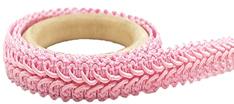 Anevous 25 Meter Geflochten Zierband, Polyester Trim Spitzenband Sewing Lace Spitzenborte Dekorativer Borte Dekoband zum Nähen für Heimwerkerhandwerk, Kostüm, Nähen, Vorhang,Rosa