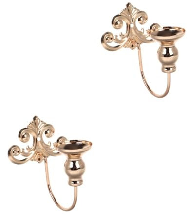 Zerodeko 2pcs Wrought Iron Wall Candle Holders Vintage Decor Candelabras Retro Wall Lights Golden