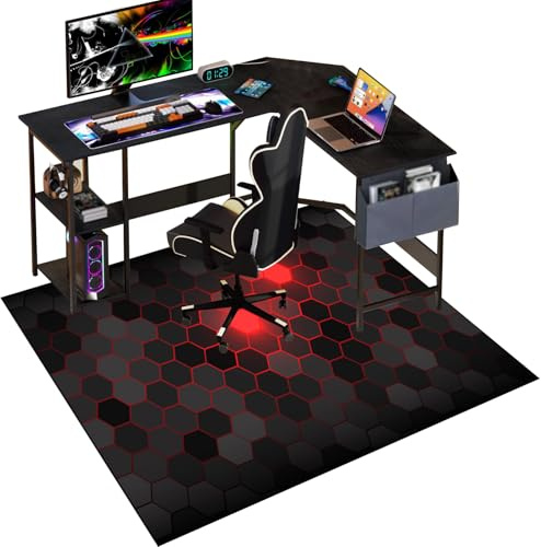 Gaming Bodenschutzmatte für Hartböden 100 x 120 cm Kratzfest Bodenmatte Stuhlunterlage rutschfest Gaming Bürostuhl Stuhlmatten Schreibtischstuhl Unterlage für Parkett, Laminat, Hartböden, Teppiche