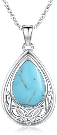 OHAYOO Türkis Kette Damen 925 Sterling Silber Keltische Anhänger Kettenanhänger Türkis Schmuck für Damen Mädchen Freundin Mama