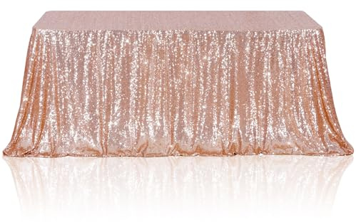 3E Home Tovaglia rettangolare con paillettes color oro rosa, per matrimoni, feste, banchetti, tovaglie con paillettes color oro rosa, 150 x 305 cm