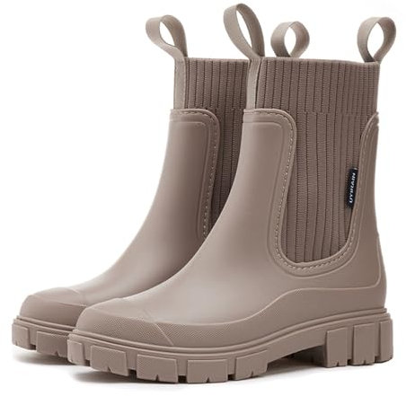 AONEGOLD Stivali Pioggia Donna Impermeabile Antiscivolo Leggere Comode Stivali Gomma Moda Pioggia per Esterni Giardinaggio Boots(Marrone，38 EU)