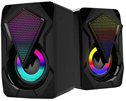 Veesper Wired Loud Speaker with USB Cable Home Gaming Audio Portable Computer Speakers for Desktop Tablet Black