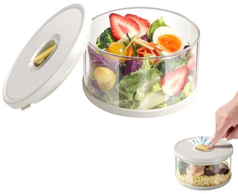 SAYAPE Glass Food Storage Container with Airtight Lids, 33.8oz High-Borosilicate Glass Meal Prep Container, Overnight Oats Cereal Bowl, Bento Lunch Box for Salad, Ramen, Fruit - 1 Pack (White)
