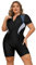 EFOGEP Plus Size Swimwear for Women: Ladies Swimming Costume Long Sleeve Zip Up Rash Guard High Stretchy Boyleg One Piece Swimsuit Surfing Modest Bathing Suit with Chest Pads Color Block 4XL