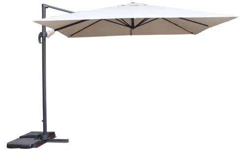 Hespéride - Parasol Déporté Carré Cayo Blé 3 m Anti-rouille Inclinable Rotation 360° Toile Déperlante Protection UV, Intempéries pour Jardin, Terrasse