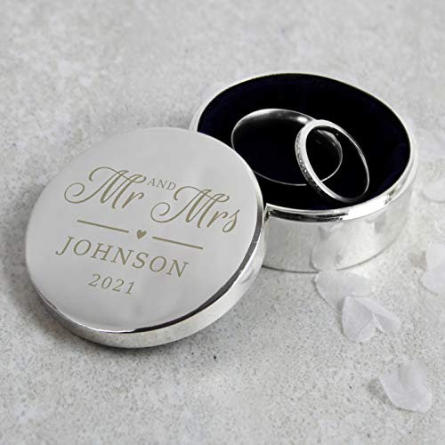 Custom Personalised Mr & Mrs Wedding Ring Storage Box. Laser Engraved - Wedding, Rings, Engagement, Mr & Mrs, Ring bearer