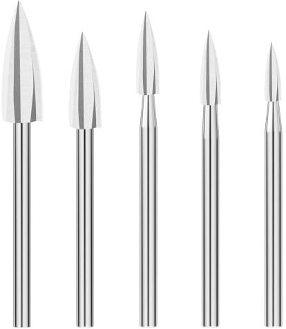 Riloventa 5 Pièces Outils Sculpture Bois Conique, Wood Carving Drill Bits Set, Accessoires Sculpture Sur Bois pour Outil Rotatif, Mèches en Acier Rapide, pour Polissage, Gravure, Ponçage, Perçage