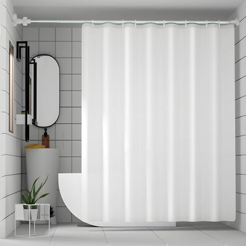 Cortina de Ducha Impermeable Blanca 180x180cm - Resistente al Moho, Lavable, Incl. Ganchos, para bañeras y duchas, Cortina de Ducha Impermeable de poliéster
