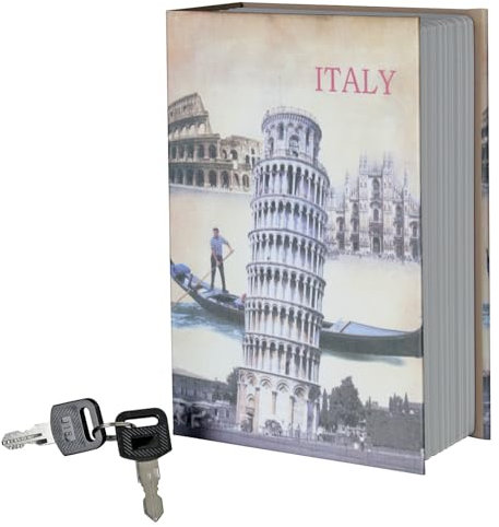 Valex Cassetta Portavalori a forma di Libro, Serratura con Chiave, Cassetta di Sicurezza Portatile, Salvadanaio, 2 chiavi incluse
