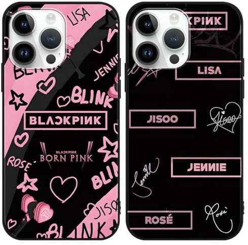 2 Stück Handyhülle für Apple iPhone 12/iPhone 12 pro Hülle 6.1 Zoll, Blackpick Kpop Star Rose Jenny Lisa Jisoo Ästhetik mit Motiv Designs Case Schwarz Schutzhülle Stoßfest TPU Weich Ultra Dünn Cover