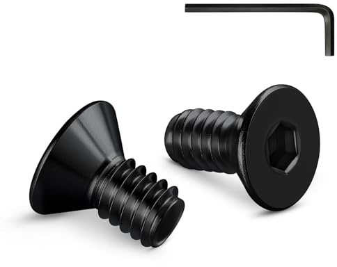 Wavanta 20Pcs M8 Bolts, M8 X 16mm Black Countersunk Bolts Screws | Flat Head Hex Socket Cap Screws, 304 Stainless Steel, Full Thread, with Hex Spanner