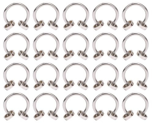 Qcwwy 20pcs Legierte C -förmige Nietschnalle, Doppelkopf -Niet -Kit -Stollen Haken Ringlederhandwerk Accessoires Geeignet für Kragen Hooks Dekor Hut Dekorative Ringe Schuhe Hardware