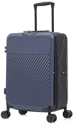 MS Point Faltbarer Koffer Trolley Reisekoffer Hartschalenkoffer Bordcase Handgepäck Suitcase mit Rollen und TSA Schloss Blau