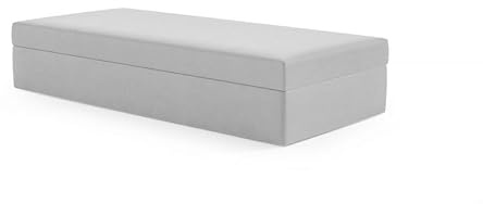 LIKMA Kinderbett 80x180 cm Hellgrau Bett mit Bettkasten Jugendbett Polsterbett Velvet Stoff