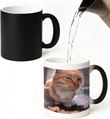 Homorro Mug Magique Cadeau pour Ami Humour Tasse qui Change de Couleur Chat | Chaleur Idee Cadeaux Anniversaire pour Homme Collègue Meilleure Amie Collegue Mugs Drole Tasses a Cafe Cappuccino Ceramique