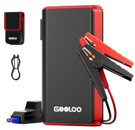GOOLOO GE2000 2000A Jump Starter with Smart Metal Clamps & Fast Charging | 8L Gas / 6L Diesel Compatible, USB-A Fast Charging Port, LED Emergency Light, 12V Car Battery Booster for Cars & SUVs
