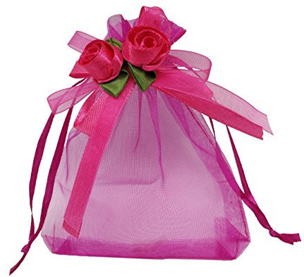 Ankirol Organza-Beutel für Hochzeiten, 9,5 x 12,2 cm, 50 Stück, Pink