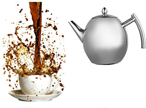 Teekanne mit Teefilter, Kaffeekanne, Edelstahl, für Küche, Café, Hotel, Restaurant und Büro, 1,5 l