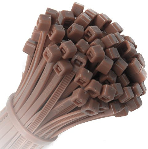 100x Strong Quality Brown Cable Ties 300mm x 4.8mm - Heavy Duty Heat & Cold Resistant Zip Ties