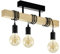 EGLO Deckenlampe Townshend, 3 flammige Vintage Deckenleuchte im Industrial Design, Retro Pendelleuchte aus Stahl und Holz, Farbe: Schwarz, braun, Fassung: E27