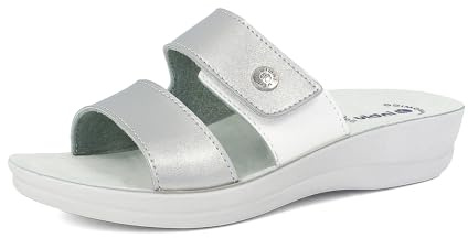 inblu Ciabatte Donna Anatomiche Comfort con Fascia a Strappo Linea Benessere Traspirante Morbide Aperta VR0063 (Argento, 40)