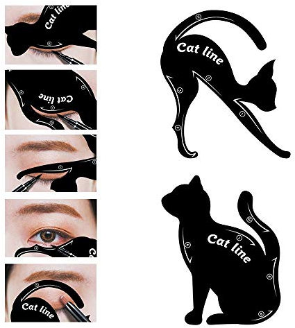 Garden Of Arts Cat Line Eyeliner-Schablone, rauchige Lidschatten-Applikatoren, professionelle Multifunktions-schwarze Katzen-Form Eyeliner & Lidschatten-Vorlage (PVC-Material) (1)