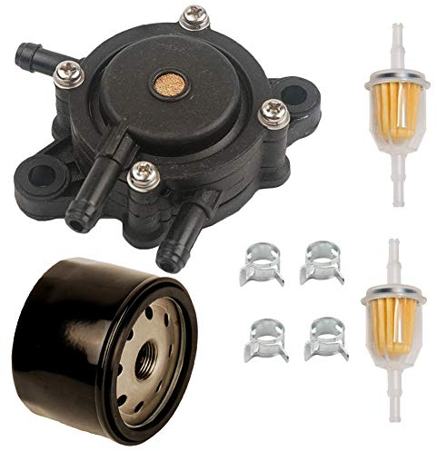 JJDD Ölfilter Kraftstoffpumpe Kraftstofffilter mit Klemme Ersatz für John Deere 108 L105 102 115 105 X120 X145 L107 L108 LA125 LA115 LA105 D110 D105 Rasentraktor MIA12509 MIA11474