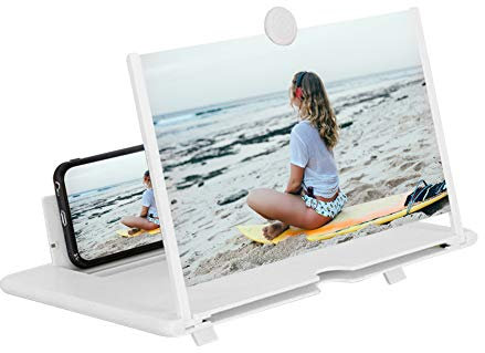 STEBRUAM 14 Zoll Screens Vergrößerungslinse,3D-Bildschirm Ausziehbarer HD Bildschirm Gegen Blaues Licht Bildschirmlupe zum Ansehen von Filmvideos auf Allen loupe Smartphones(Weiß)