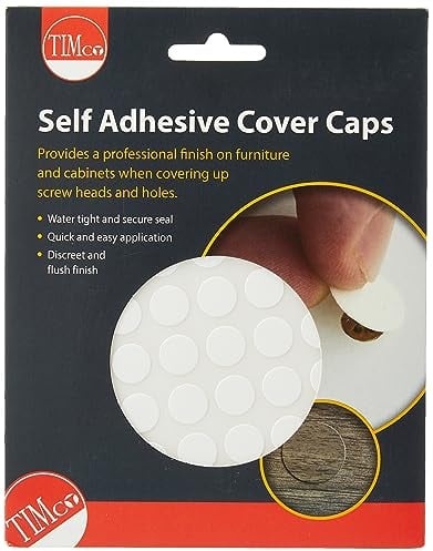 TIMCO Self-Adhesive Cover Caps - Ideal for screw heads, unused pre-drilled holes and general repairs to damaged surfaces - White Gloss - 13mm