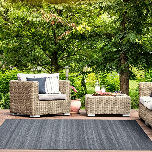 -LUXOR- living In- und Outdoor Teppich Bodo aus robusten Kunstfasern für drinnen und draußen, Farbe:Anthrazit, Größe:120 x 170 cm 703081