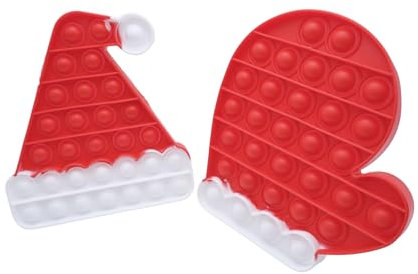 pelzitoys Fidget Toys Weihnachten Spar-Set Christmas Mütze, Handschuh Santa Claus Hat Push Pop It Geschenke Handspielzeug Beruhigung Stress Entspannung Motorik Spielzeug ab 3 Jahre (2 Stück Set)