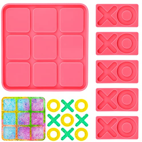 Tic Tac Toe Moule en résine avec 4 pièces d'échecs Moule en silicone pour jeu de société