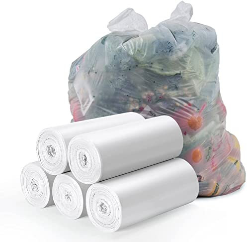 Petits sacs poubelle biodégradables de 5 litres, mini poubelle compostable et solide pour salle de bain, sacs poubelle pour la maison, le bureau, la cuisine, 5 litres, 3,8 l, blanc