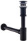 SET - Design Siphon mit Ablaufgarnitur mit Überlauf für Waschbecken Schwarz Matt – Keymark Universal Siphon und Ablaufventil Bad – Messing Syphon Sifon Pop Up Abflussgarnitur Abfluss Waschtisch