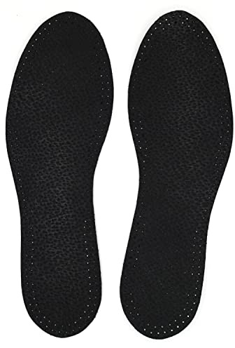 Leather Shoe Insoles Self-Adhesive Comfort Thin Leather Shoe Inserts (Black, Size 7 UK / 41 EU)