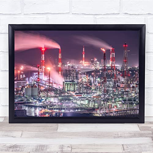 Fingerprint Designs Night Industrial Long Exposure Chimneys Wall Art Print