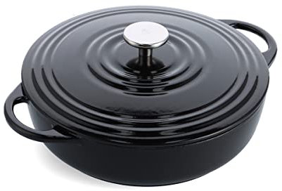 BK Dutch Oven Casseruola Olandese in ghisa Smaltata, 28 cm, Acciaio Inossidabile, Jet Nero