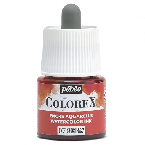 PEBEO - Pébéo Colorex Tinte, 45 ml, Zinnoberrot, Aquarell, Multiwerkzeug-Tinte, für alle Untergründe
