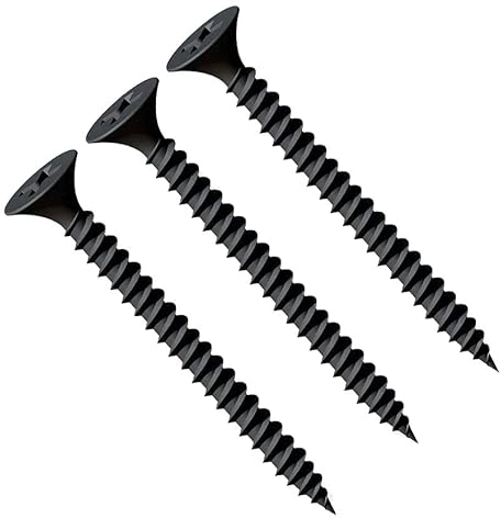 3.5X41mm Vis noires pour cloisons sèches, tête fraisée Phillips autotaraudeuse, filetage fin, pointe pointue, vis phosphatées pour plaque de plâtre sur profilé en acier (50 pcs.)