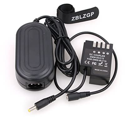 ZBLZGP DMW-AC8 Adaptateur secteur et batterie factice DMW-DCC12 pour appareil photo Panasonic Lumix DMC-GH3K DMC-GH4K DMC-GH5 DC-G9L