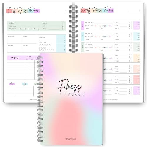 3-Monate-Fitness- und Workout-Planer für Frauen, Fitness-Tagebuch, Gewichtsverlust-Tracker, Mahlzeitenplaner, Selbstpflege-Gewohnheiten-Tracker, A5, Pastell-Regenbogen