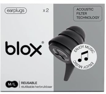 Blox Earplugs Music - Tapones para los oídos con filtro acústico, sonido claro y auténtico, 2 tamaños