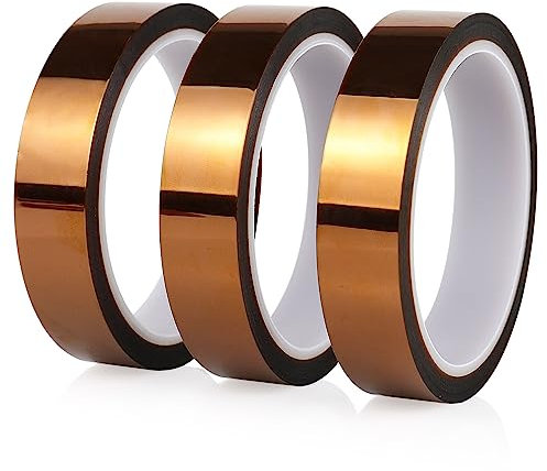 BOMEI PACK 3 Pcs 20mmx33m Polyimid film Tape Hohe Temp Klebeband 3D Drucker Hitzebeständiges Tape Polyimid Elektronik Isolierband