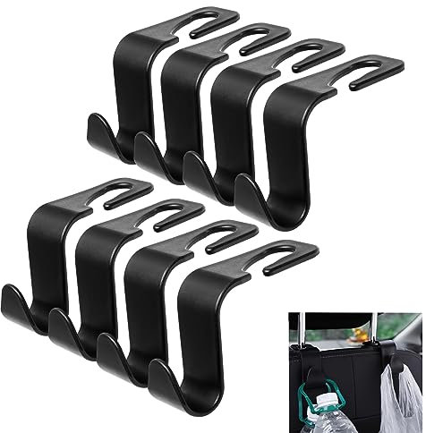 8 Pcs Auto Hooks,4 pack Car Storage Hooks Back Seat Headrest Hanger,Universal Car Handbag Hooks, Multifunctional Heavy Duty Storage Hooks for Auto Backseat Suitable for All Vehicle,Headrest Hooks