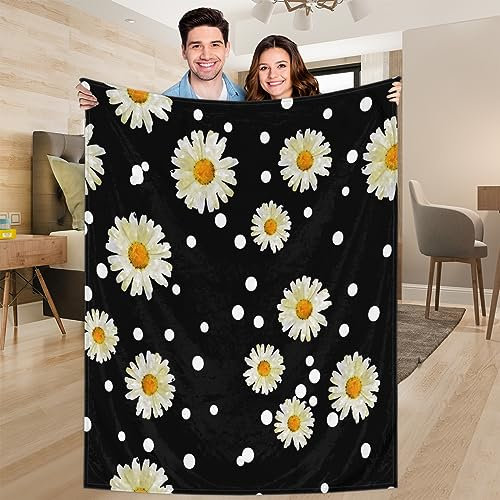 RIRIX Minnie Daisy Überwurfdecke, Gänseblümchen-Decke, für Bett, Couch, Sofa, Stuhl, Camping und Reisen, leichte Decke, groß (203 x 152 cm)