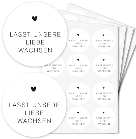 48er Set Blumensamen Aufkleber Herzchen weiß-schwarz I dv1270