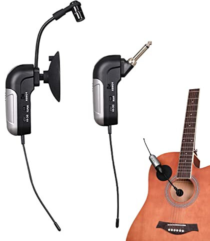 Q&F Tech Violin/Guitar Wireless Musical Instrument Pickup，Professional Microphone Wireless Instrument UHF Pickup Mic Receiver&Transmitter System, Suction-Cup for Violin/Guitar/Cello/Viola